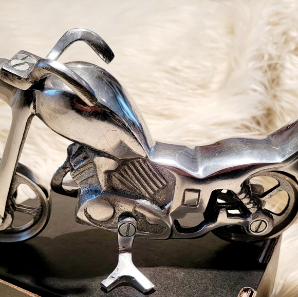 10" Silver Metallic Finish Standing Accent Motorcycle TableTop Decor- Like New - Picture 2 of 12